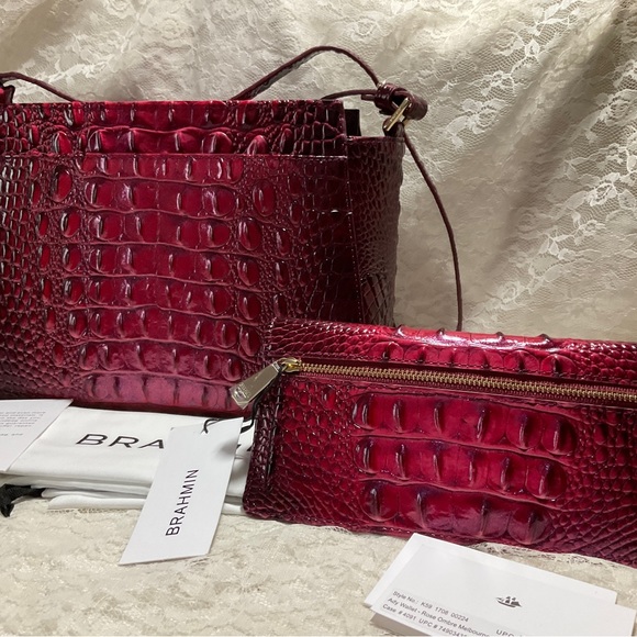 $FIRM$ Brahmin ROSE OMBRE Hillary Crossbody Genuine Leather Bag + ADY Wallet - Picture 4 of 10